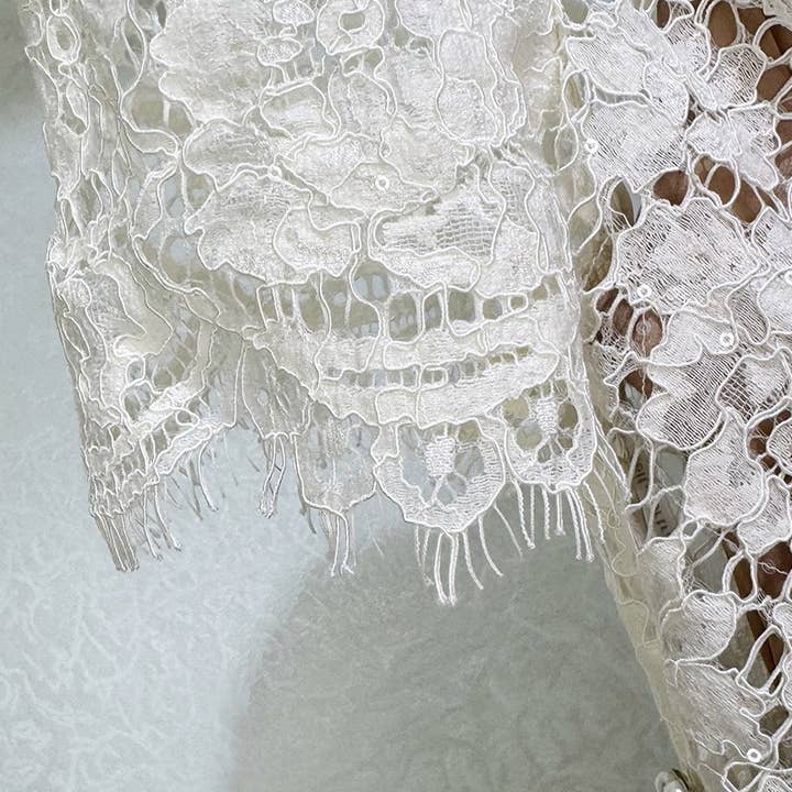 off white DR571Y Elegant Summer Lace Dress with Bowknot and Slim Fit for wholesale on Faire8