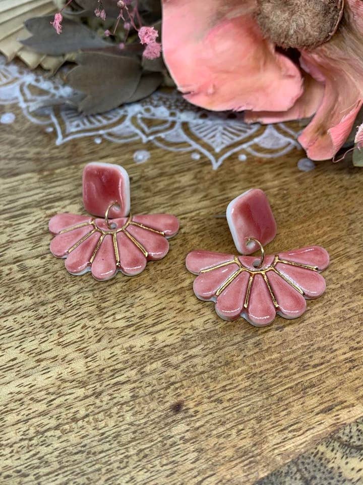 Georgiana - Porcelain Earrings with Gold Finish for wholesale by Wolf and Clay Pty Ltd