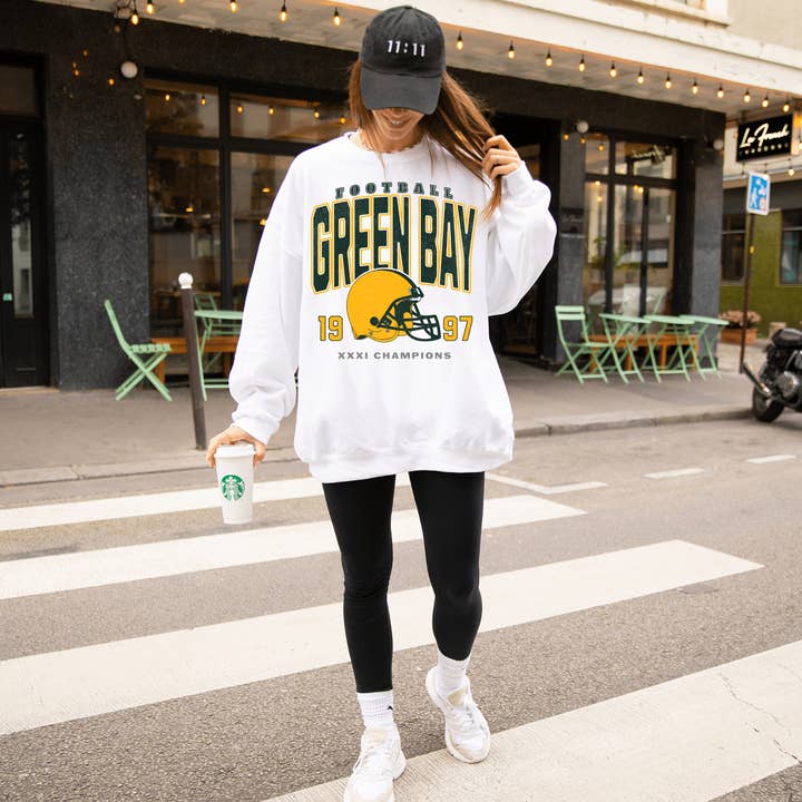 Hello Team Spirit - Wholesale Graphic Sweatshirt - Women's - Green Bay Football Sweatshirt3