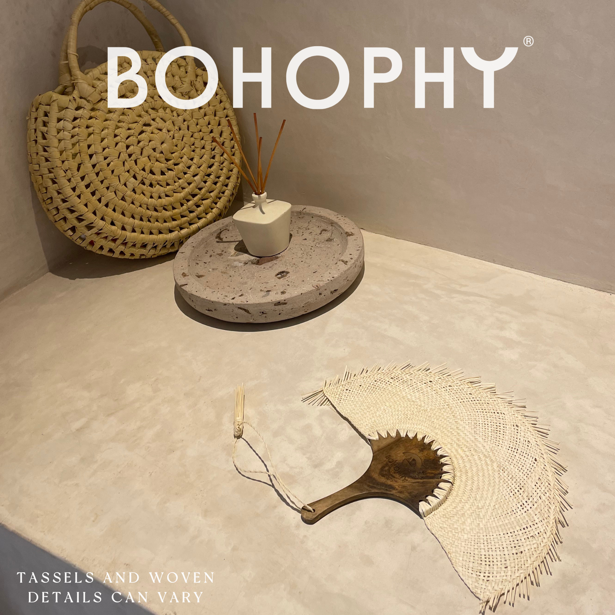 BOHOPHY - Wholesale Handheld Folding Fan - Zicatela Straw Hand Fan4