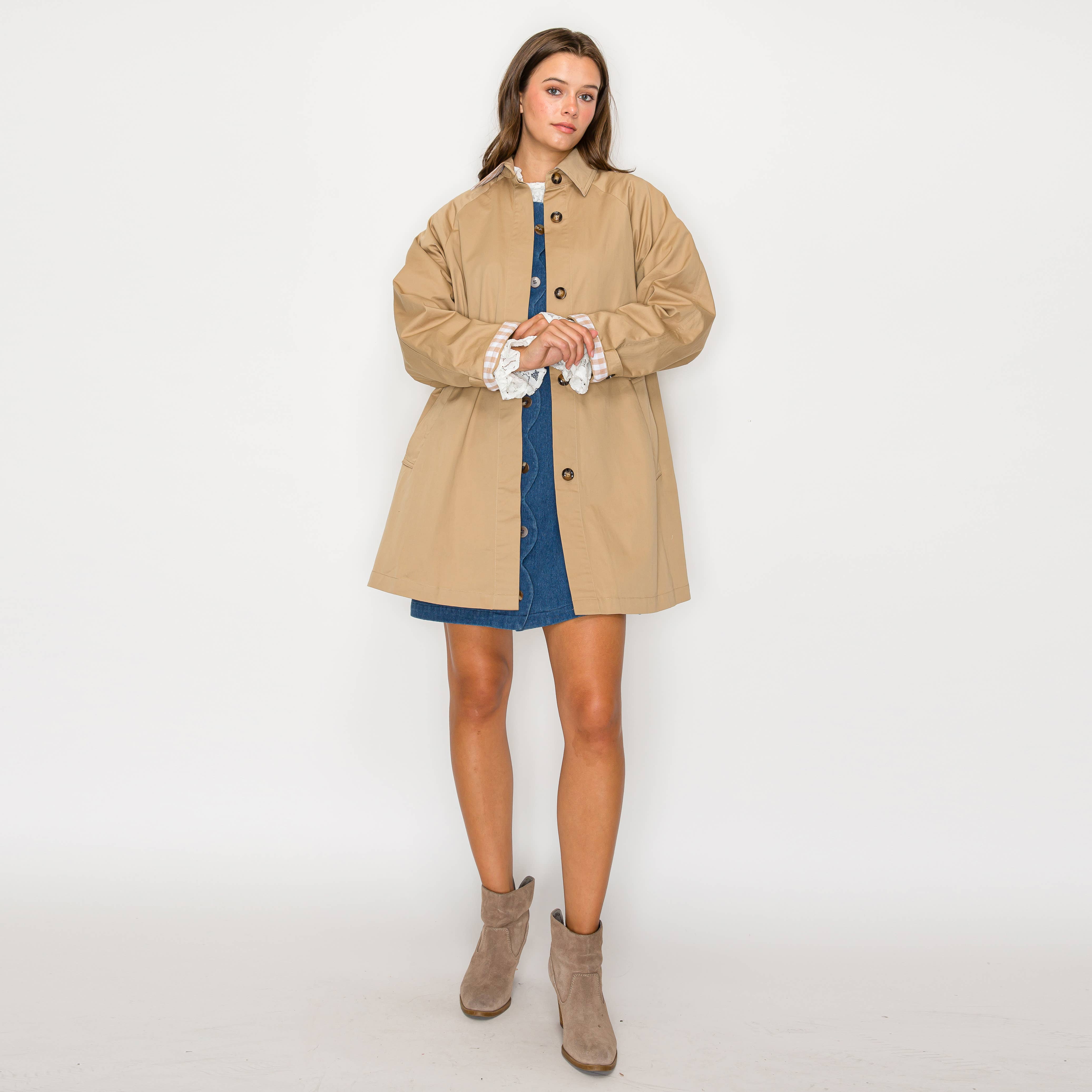 LoveWednesday – Blusão - Mulher por atacado – Trench coat francês oversized - LWJ11129