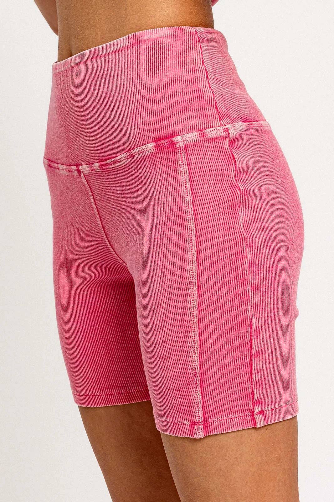 Tasha Apparel Wholesale - Wholesale Athletic Shorts - Women's - Mineral Wash Ribbed Tummy Control Biker Shorts23