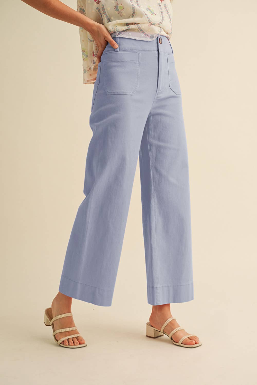 &MERCI - Wholesale Pants - Women's - HIGH WAIST CROPPED WIDE LEG PANTS MP330339