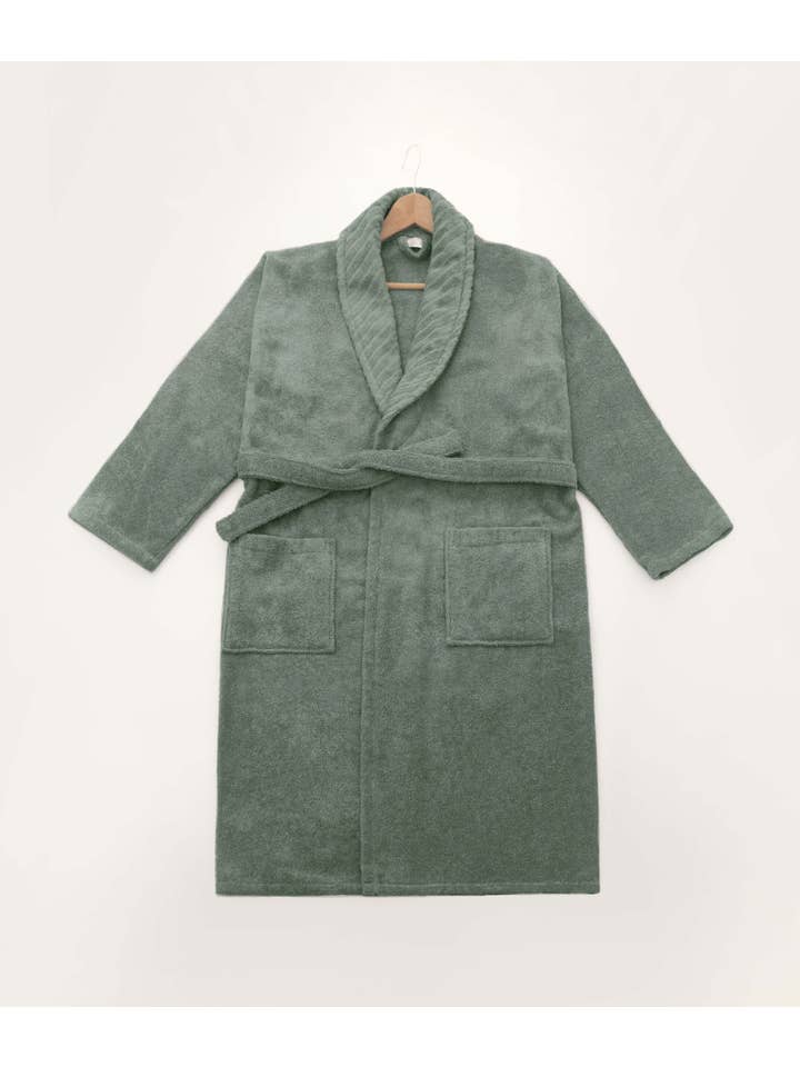 Multi Colored Koza Home Likya 100% Cotton Green Dowry Bathrobe Set of 2 1 Bathrobe 1 Towel 1050A SM for wholesale on Faire