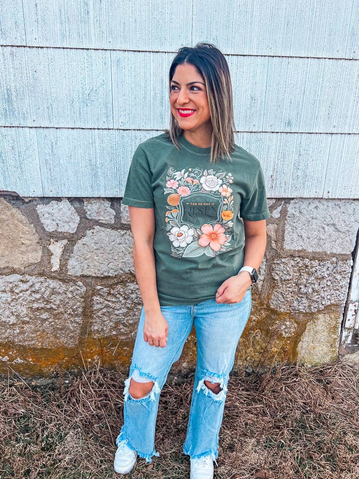 Southern Babe Wholesale - Wholesale T-Shirt (Graphic) - Women's - MOSS FLORAL HE IS RISEN TEE