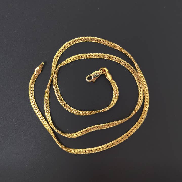 Aim Eternal - Wholesale Link & Chain Necklace - 17.7" 24K Gold Filled Herringbone Necklace, 2.3mm In Width