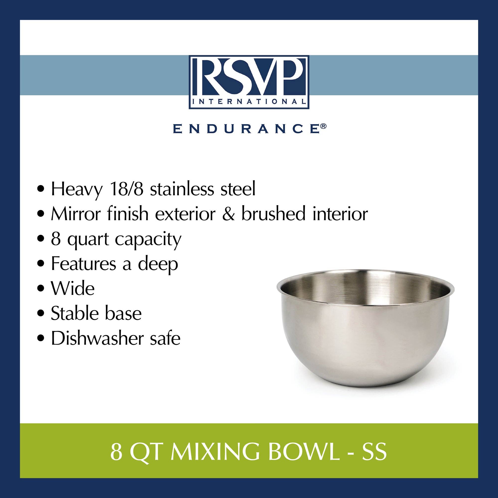RSVP International - Wholesale Mixing Bowl - 8 Qt Mixing Bowl - Stainless Steel3