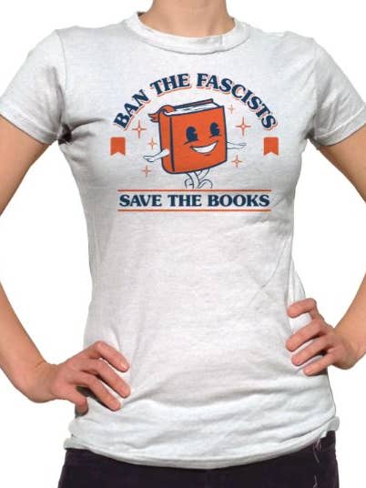 Women's Ban The Fascists Save The Books T-Shirt for wholesale by Boredwalk