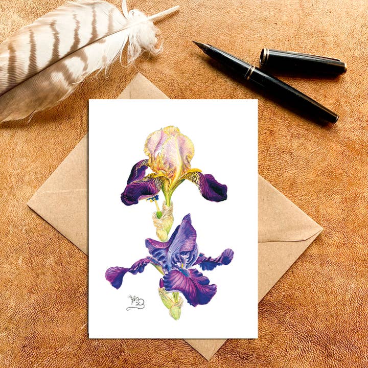 Wildlife By Mouse - Venta al por mayor Tarjetas de felicitación - Tarjeta Lirios Morados y Malvas