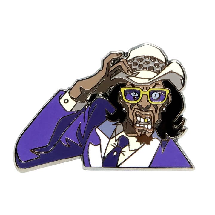 A Pimp Named Slickback Lapel Pin for wholesale by Kingpinz