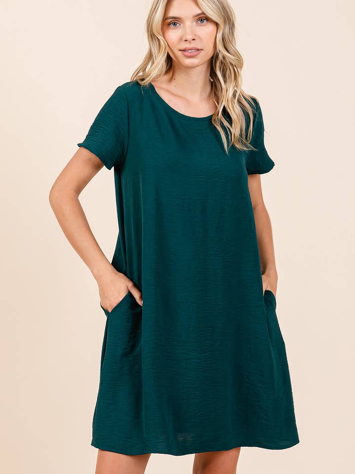 ROBE DROITE À COL ROND ET MANCHES COURTES AIRFLOW pour la vente par mittoshop