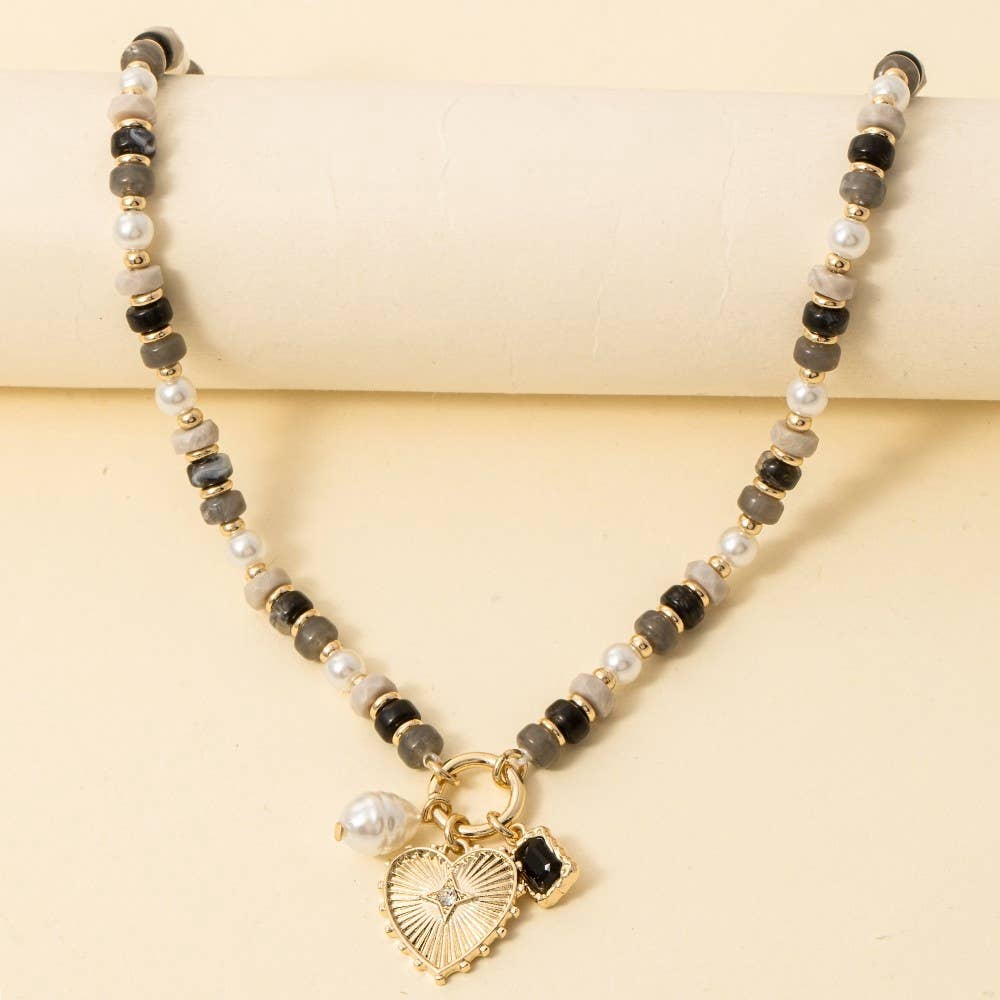 Anarchy Street - Wholesale Pendant/Charm Necklace - Pearl And Heart Pendants Acetate Beaded Necklace6