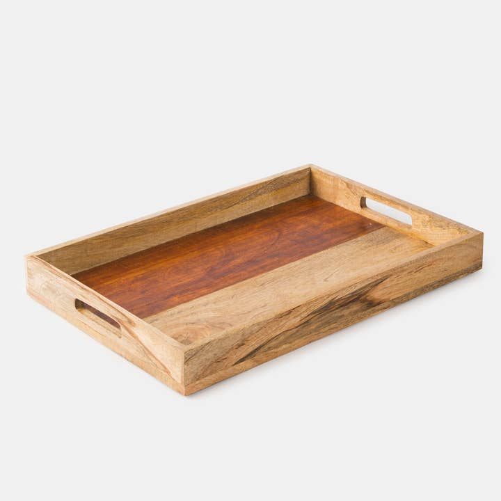 Rustic Elegance Two-Tone Serving Tray for wholesale by Mela Artisans