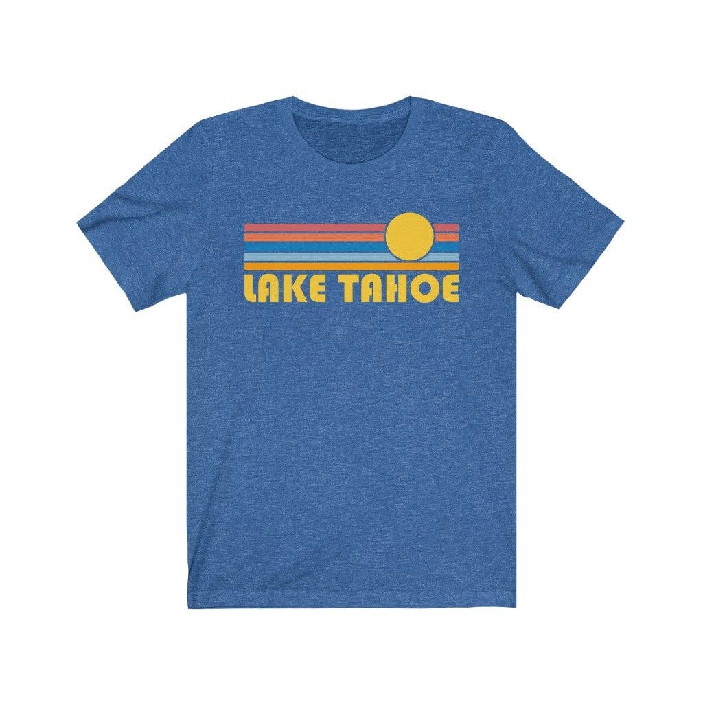 Hey Mountains - Wholesale Screen Printed T-Shirt - Unisex - Lake Tahoe T-Shirt - Retro Sunrise Adult California T Shirt5