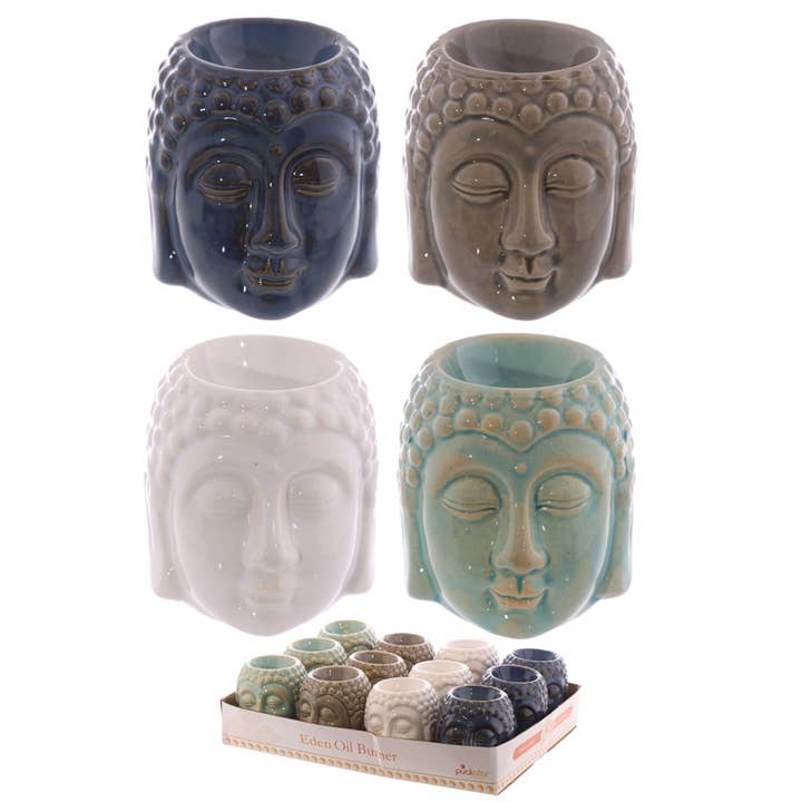 Puckator Ltd – wholesale Oil warmer – Small Crackle Glaze Ceramic Buddha Head Oil Burner