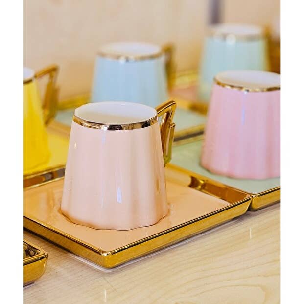 Set di Tazze da Caffè in Porcellana Turca Premium Kanova - 6 Persone, 12 Pezzi per la vendita all'ingrosso da parte di Aladdin