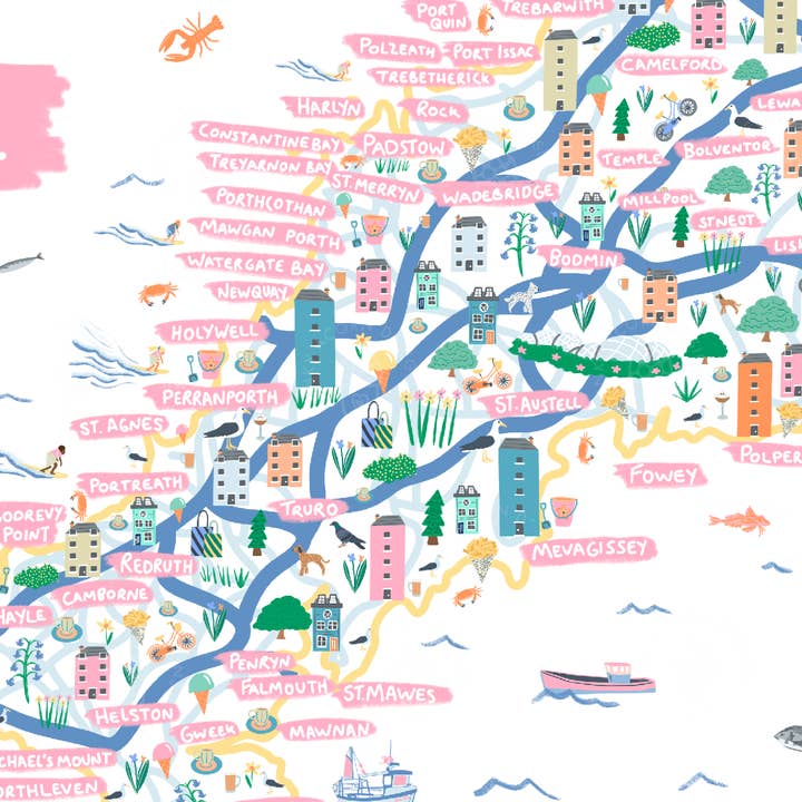 Inky Acorn Designs - Wholesale Art Print - Map of Cornwall - Signed Art Print3