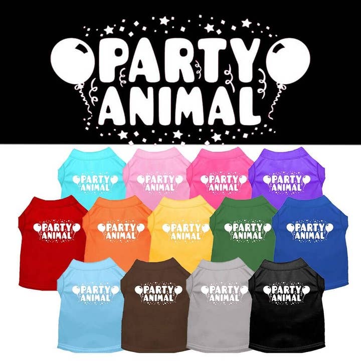 Pet Dog & Cat Shirt Screen Printed, "Party Animal" for wholesale by As You Wish Apparel