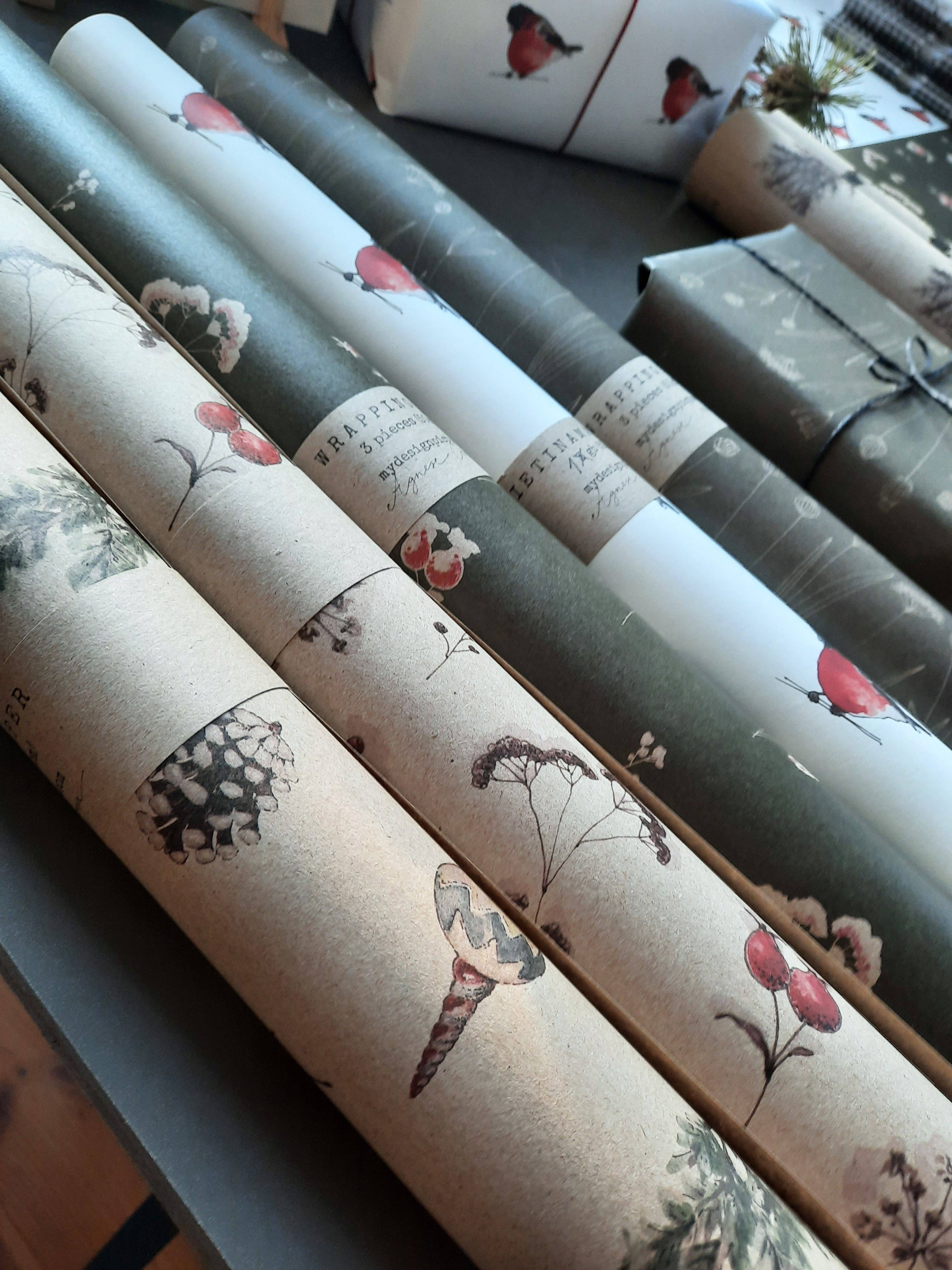 MyDesignPictures – wholesale Flat wrap – Graphical Floral Kraft Wrapping Paper6