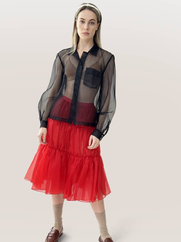 Taylor Sheer Lange Mouw Shirt voor wholesale door Jasmine Chong