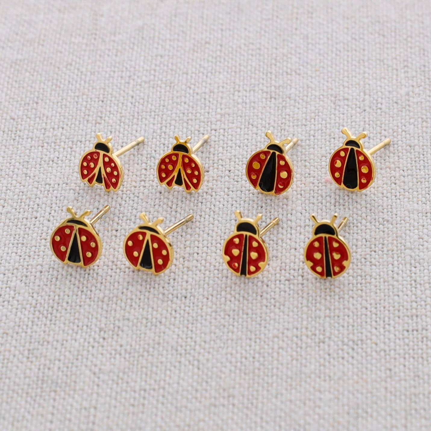 Sonata - Wholesale Stud/Post Earrings - Ladybug Enamel Steel Earrings1