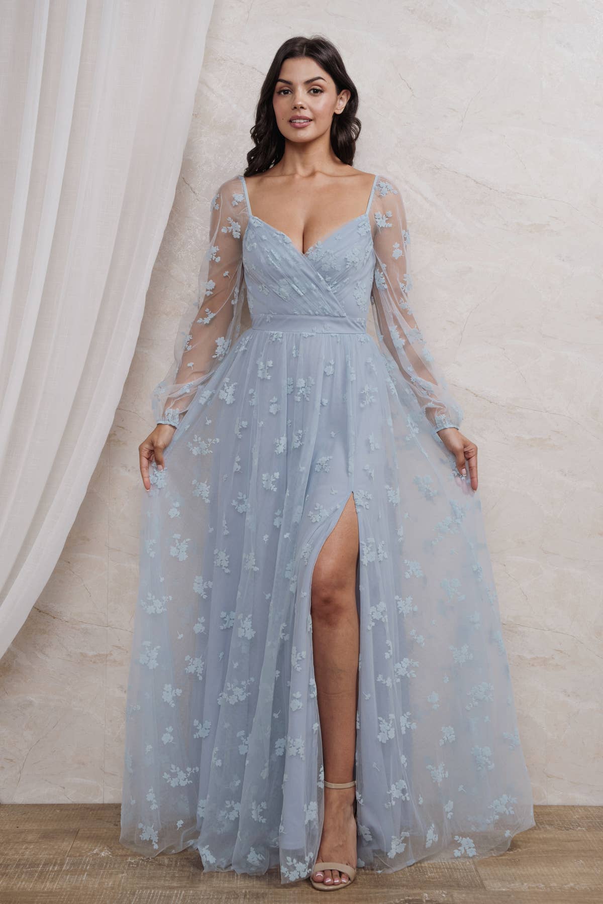 Rosemore Couture - Wholesale Gown - Women's - BURN OUT FLORAL SURPLICE MAXI DRESS0