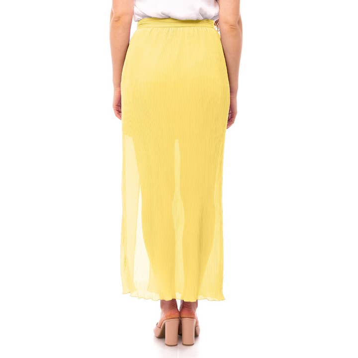Naked Zebra - Wholesale Skirt - Women's - Plisse Maxi Skirt With Slit