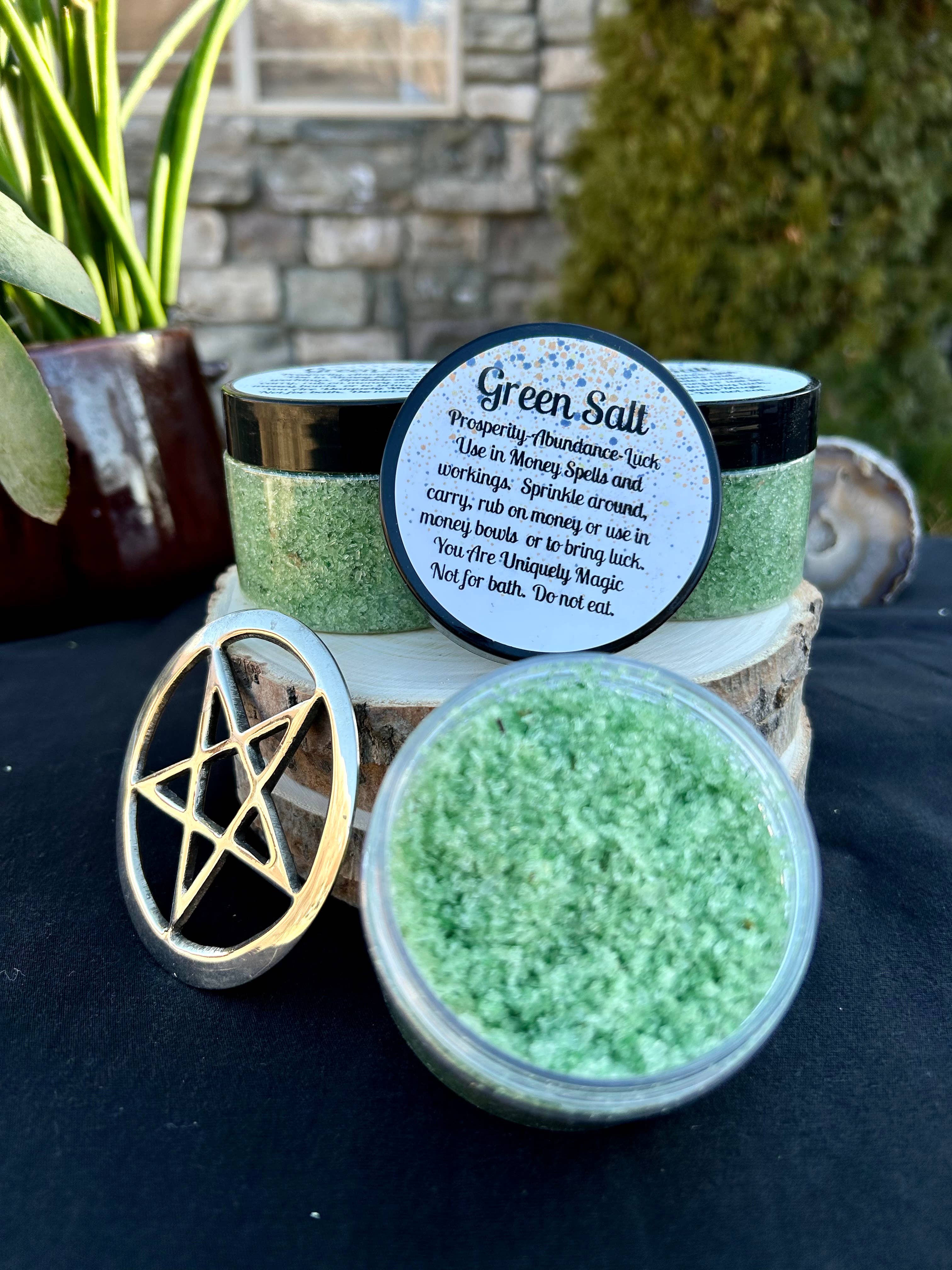 You Are Uniquely Magic - Wholesale Meditation Supplies - Green Witches Salt-Prosperity and Wealth 5oz6