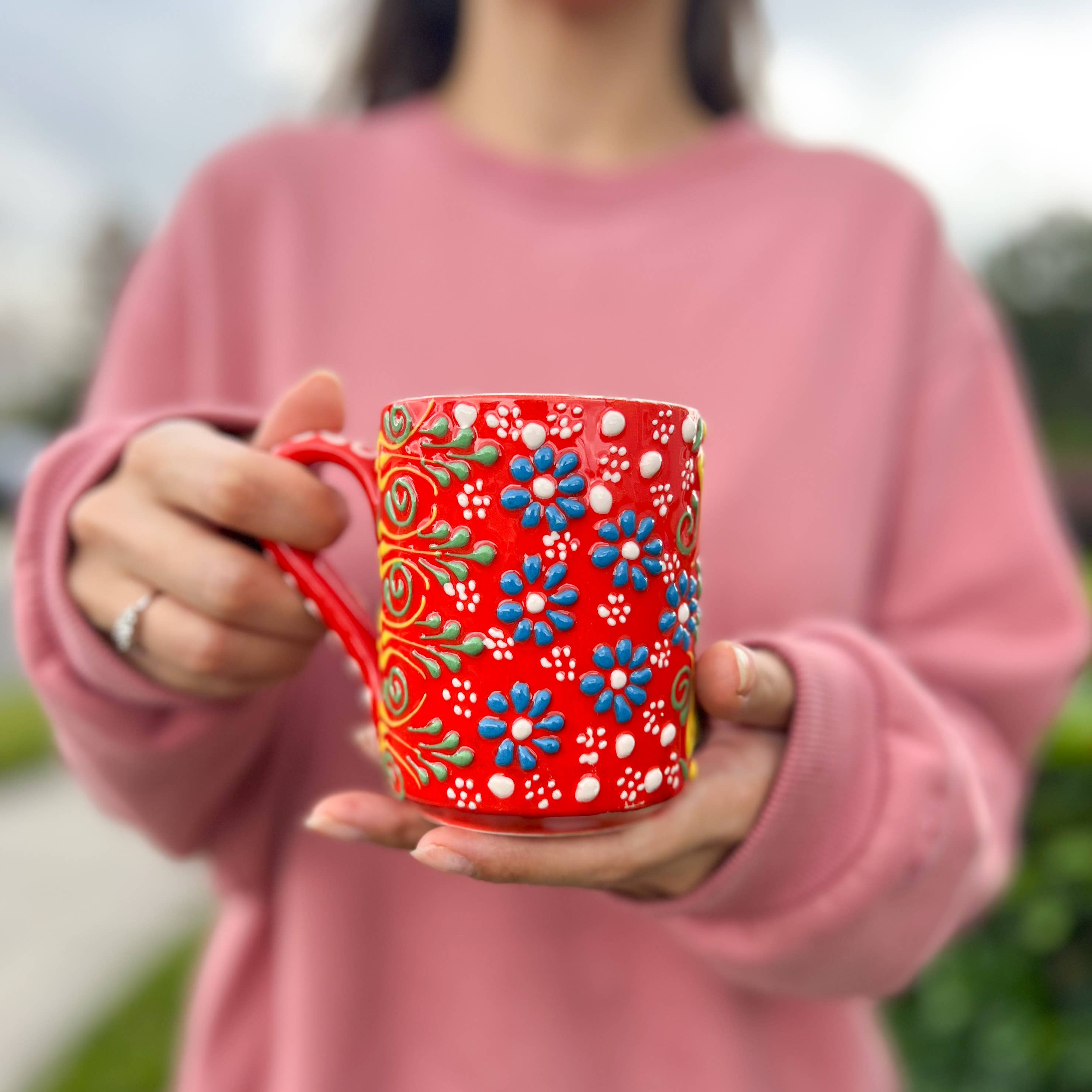 Umays Boho – wholesale Kaffekoppar – Handmålad kaffemugg, keramisk mugg, handgjorda blommiga muggar3
