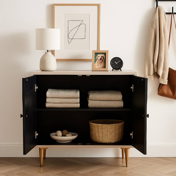 Cabinet - White Wash Wood Two Tone Textured Circle, 31 in. for wholesale by Elevarre