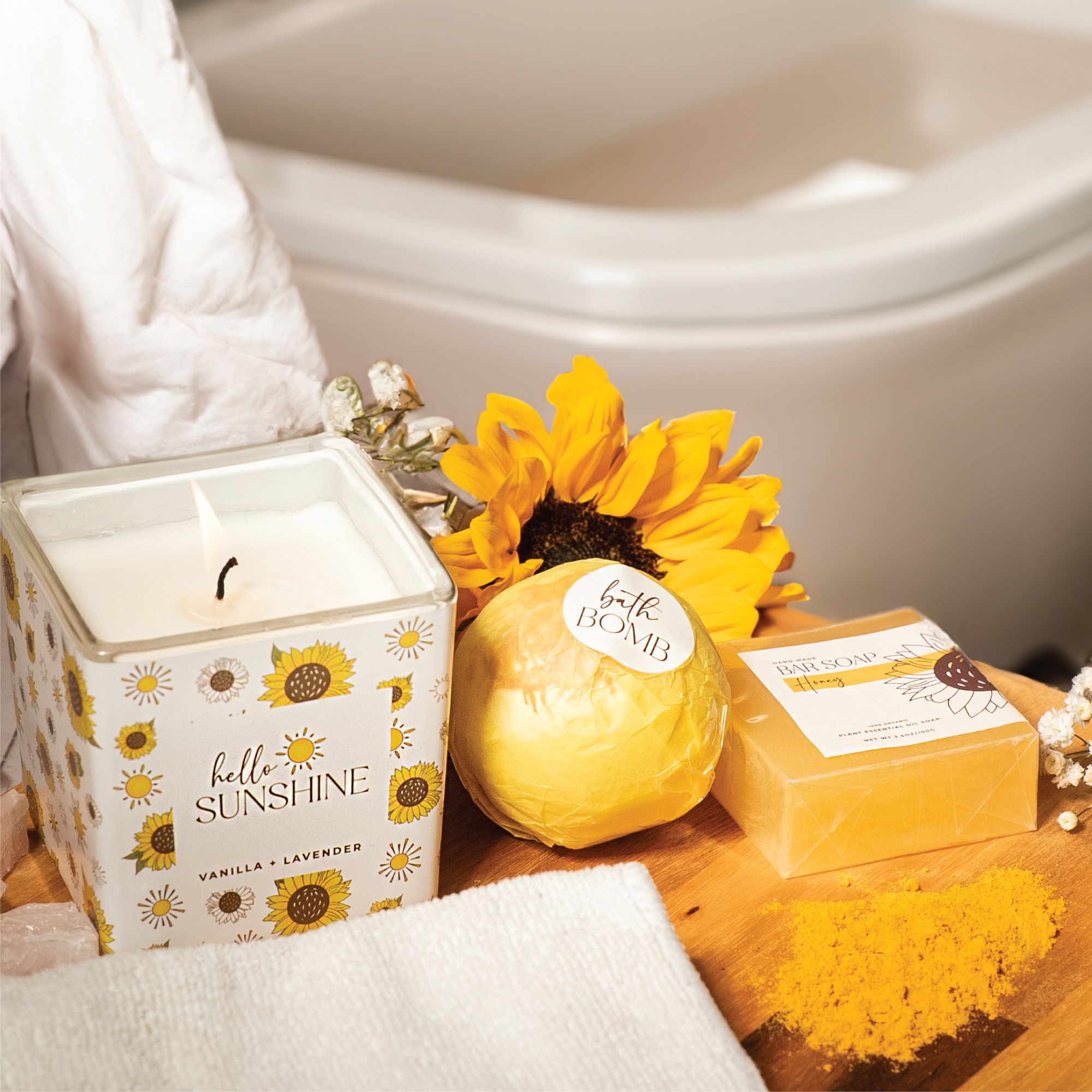 The Love Crate Co. - Wholesale Gift Box - The Love Crate Co Sunflower Gifts for Women, 15pc Custom Gift Box for Women. Get Well Soon Gift Baskets for Women, You Are My Sunshine Gifts, Care Package For Women Thinking of You, Wellness Gifts.8