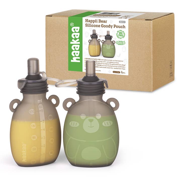 Happii Bear Silicone Goody Pouch - 170ml x 2pcs for wholesale by haakaa UK