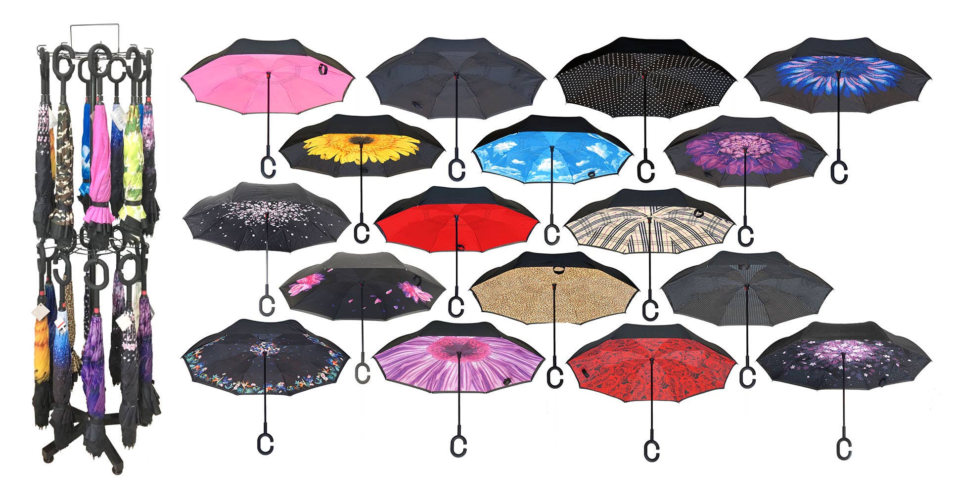 Nupouch / Nufoot - Vente Parapluie – femme - Parapluie inversé Topsy Turvy - 31 couleurs et motifs magnifiques63