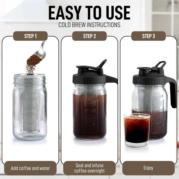 Zulay Kitchen - Wholesale Coffee machine - Premium Cold Brew Coffee Maker - 32oz Mason Jar Pitcher19