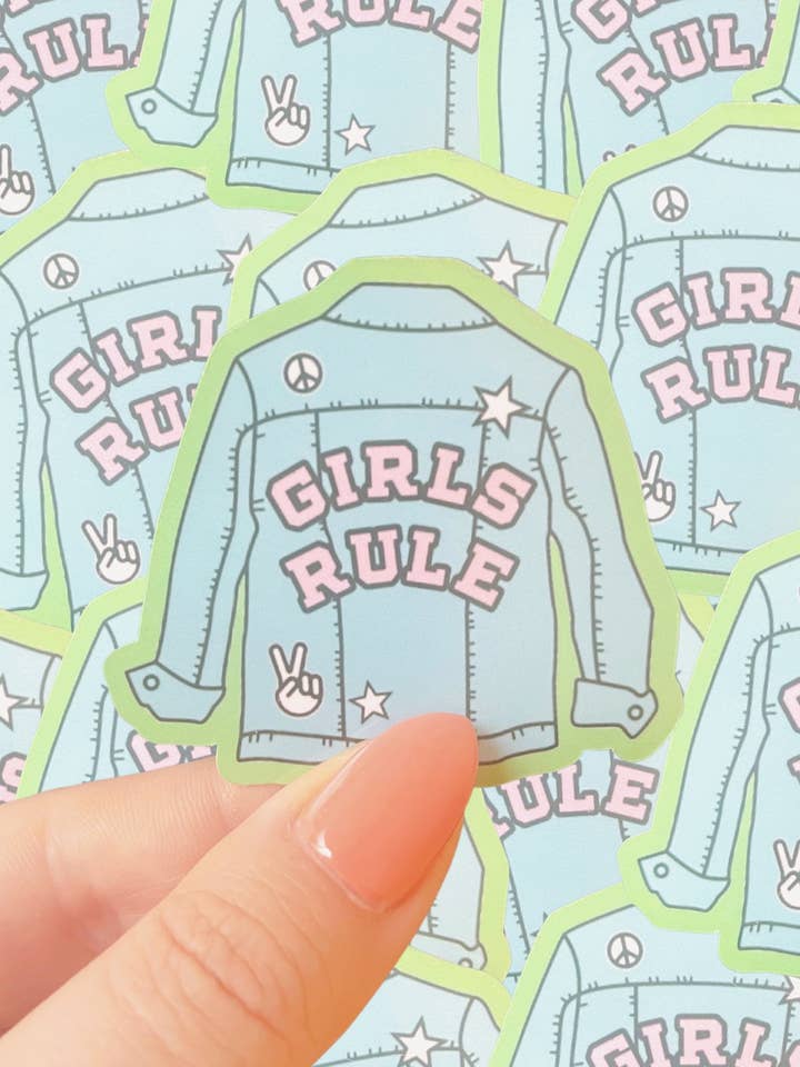 Adesivo impermeabile Girls Rule Jeans per la vendita all'ingrosso da parte di Typo Lettering Co