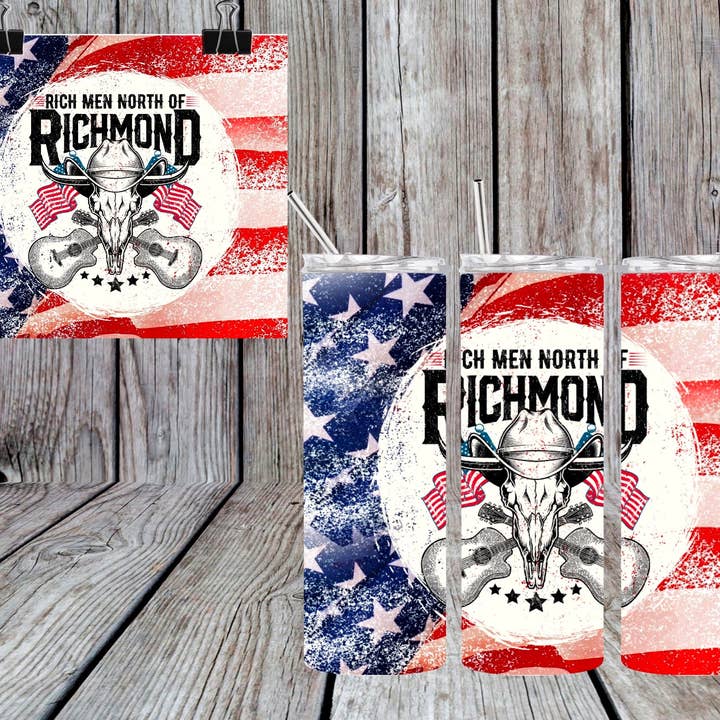RICH MEN NORTH OF RICHMOND 3 TUMBLER for wholesale by Bull Riders Mama & Co. Tumblers