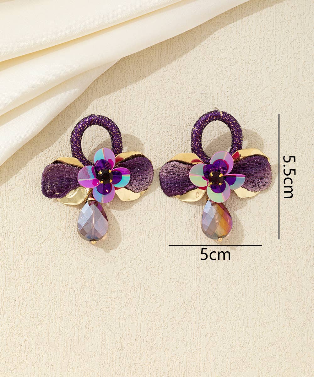 Blossom bijoux - Wholesale Dangle Earrings - Crystal Flower Drop Stud Earrings – 26AHBOL0362