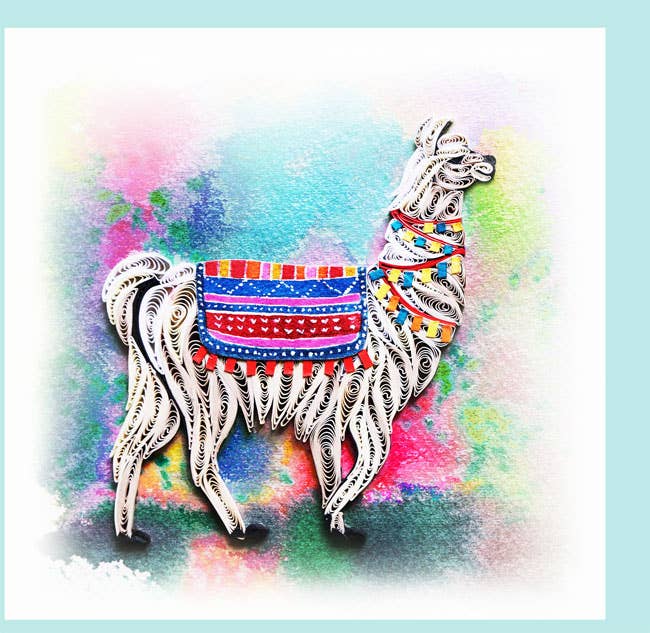 YoderDo Quilling Greeting Cards - Wholesale Everyday Greeting Card - Lama Quilling Card, Animal, everyday card AN-730