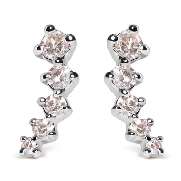 10K Gold 1/10 Ct Diamond Journey Style Climber Stud Earring for wholesale by Infinite Jewels