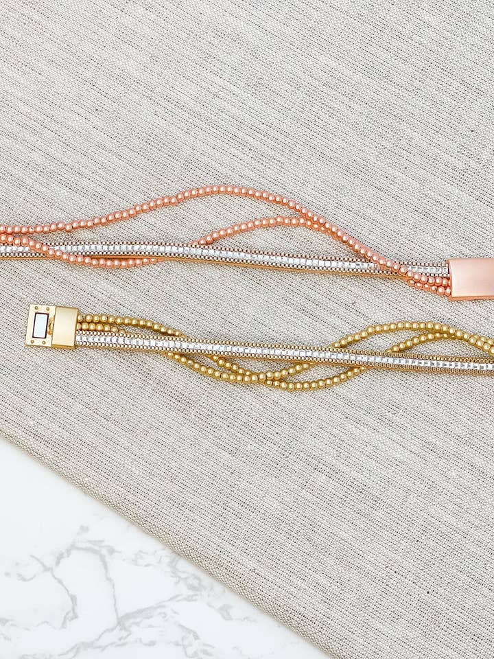 Matte Beaded Triple Strand Magnetic Bracelet for wholesale by Prep Obsessed Wholesale