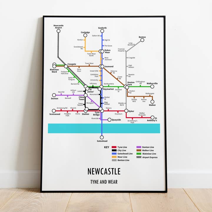 Newcastle Tyne And Wear Underground Style Transport Print for wholesale by Underdog Studio