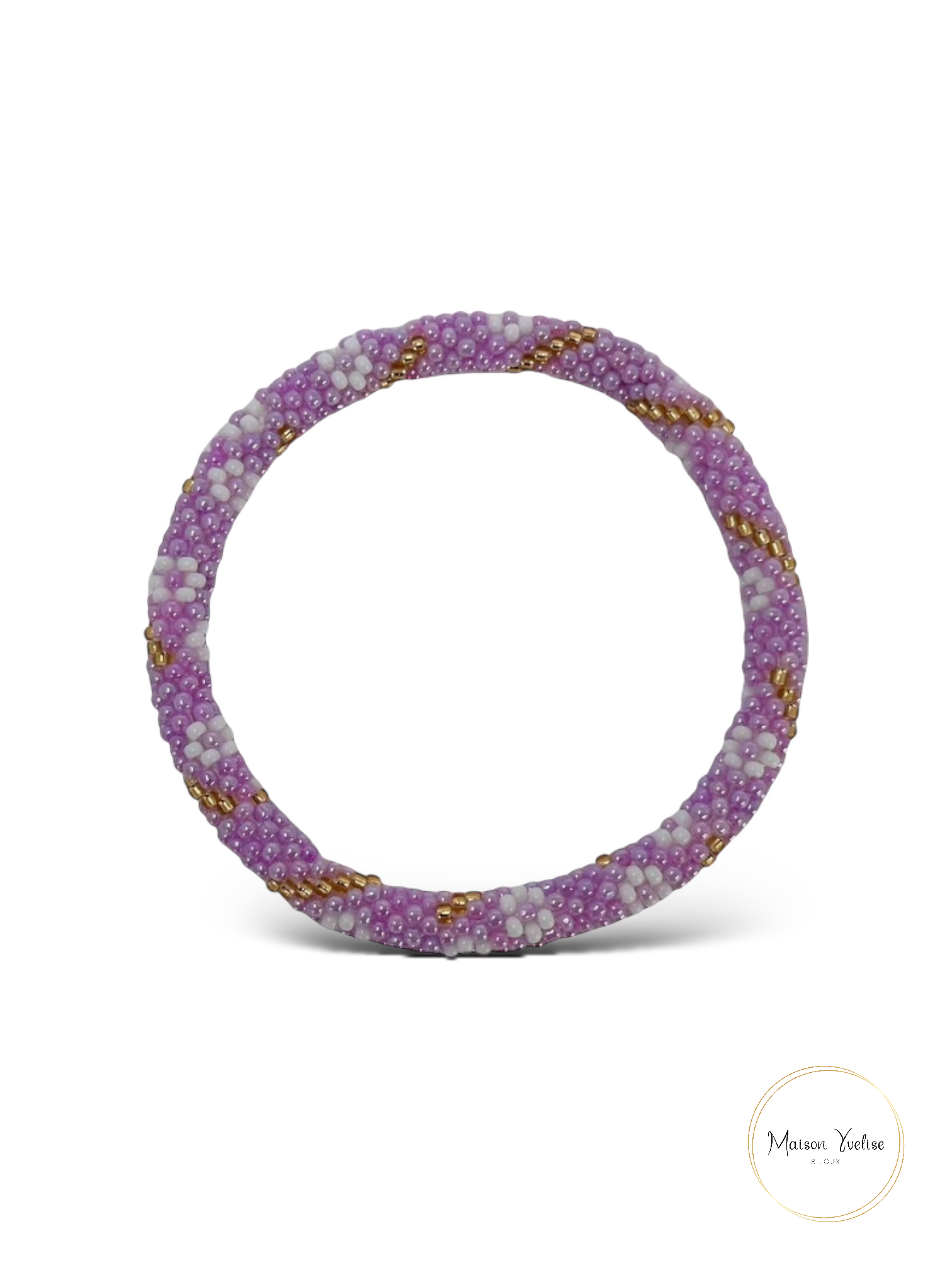 Maison Yvelise - Wholesale Beaded Bracelet - Nepali Lilac White Gold Bracelet0