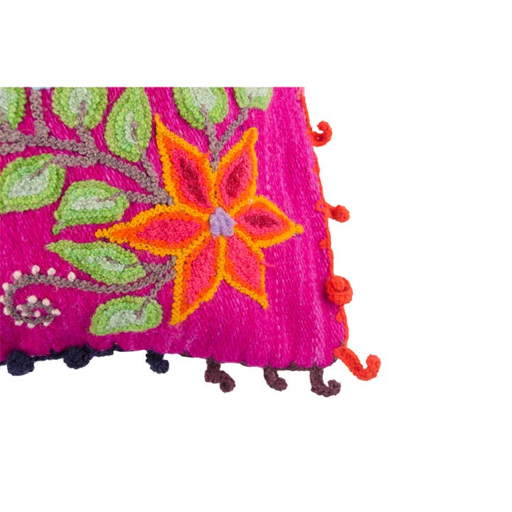 Galiatea - Wholesale Throw/Decorative Pillow - Pink Alpaca Fiber Pillow with Blue Flowers3