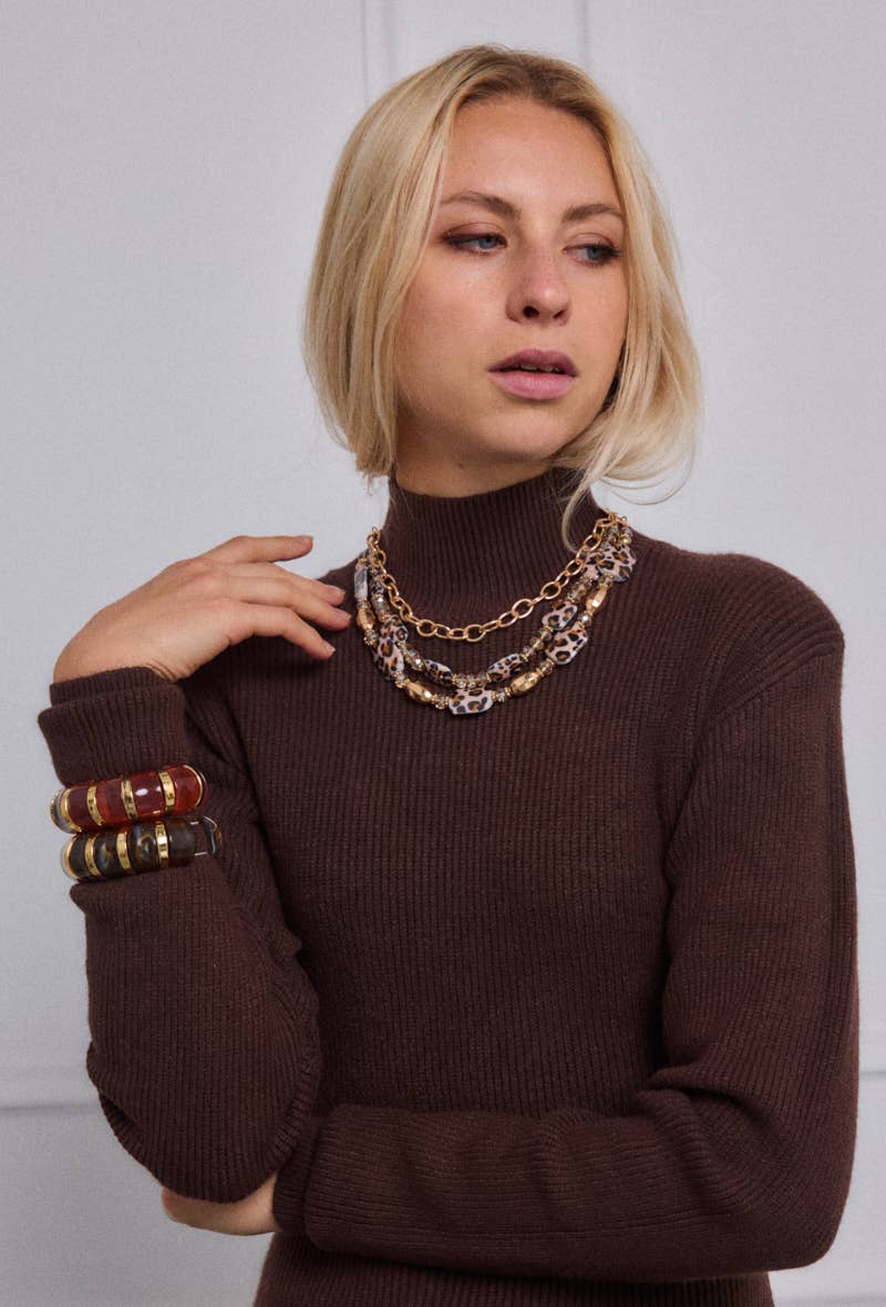 Braun Modeschmuckkette 2WY06 für den Großhandel auf Faire4