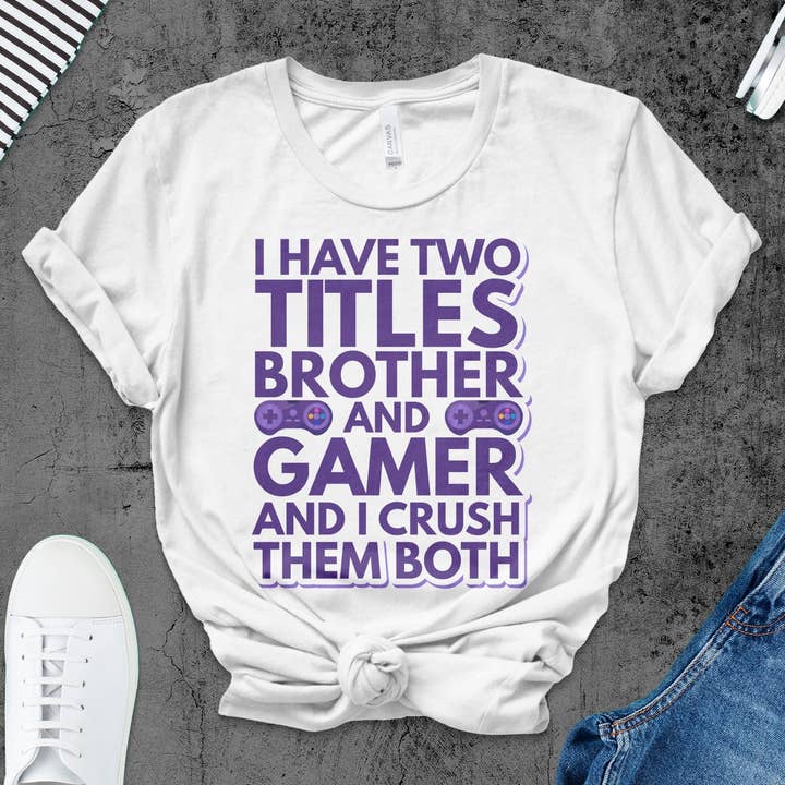 Camiseta Brother Gamer, divertida camiseta de videojuegos para hombre, regalo para el cumpleaños de Gamer Brother, camisa para amantes de los videojuegos, ropa casual para jugadores para venta al por mayor de FreakyTeeFactory