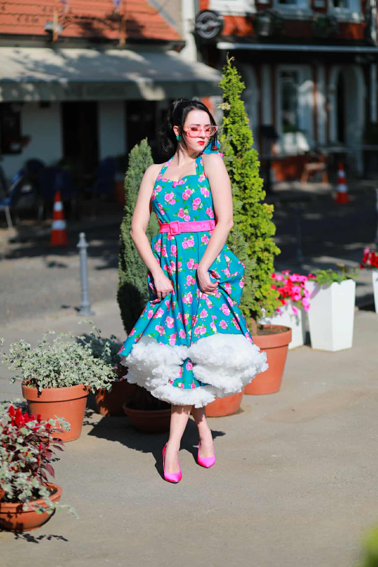 Dolly & Dotty - Wholesale Dress - Women's - Daisy Fifties Style Rose Halter Dress1