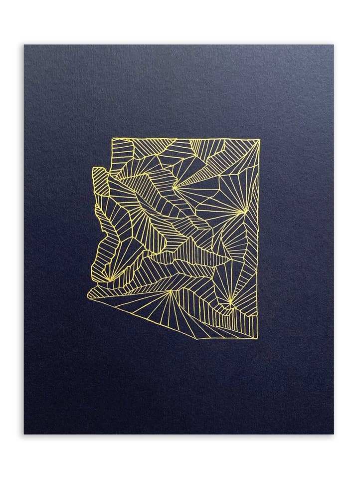 Arizona map | screenprint for wholesale by Suz Bax Art