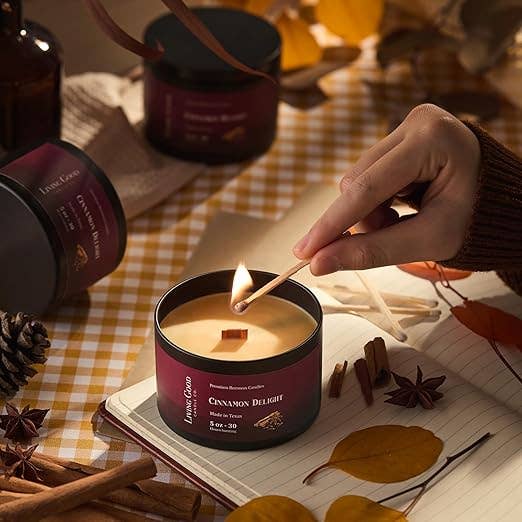 Living Good Candle Co. - Wholesale Jar/Filled Candle - Cinnamon Delight - Beeswax Candle Tin - Spicy Woodsy2