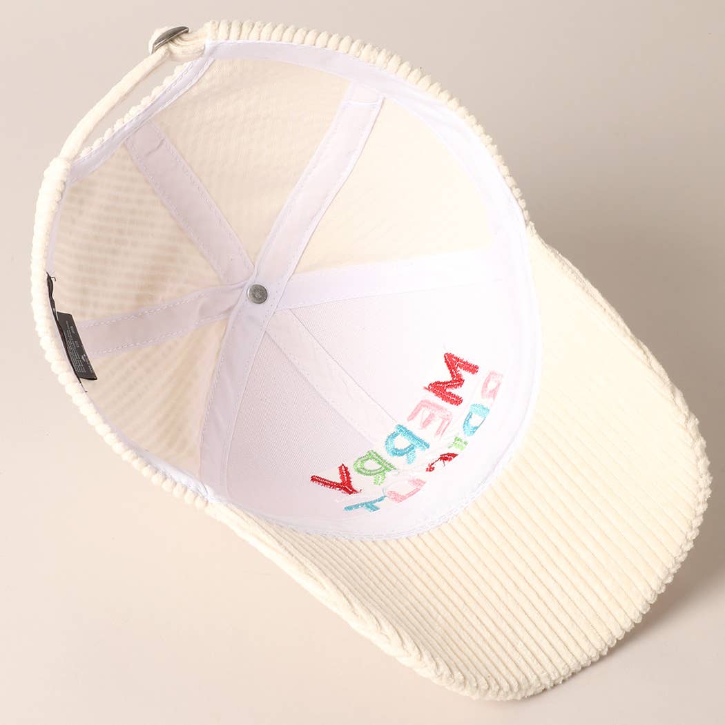 Fashion City - Wholesale Baseball Cap - Women's - MERRY BRIGHT Embroidery Corduroy Cap18