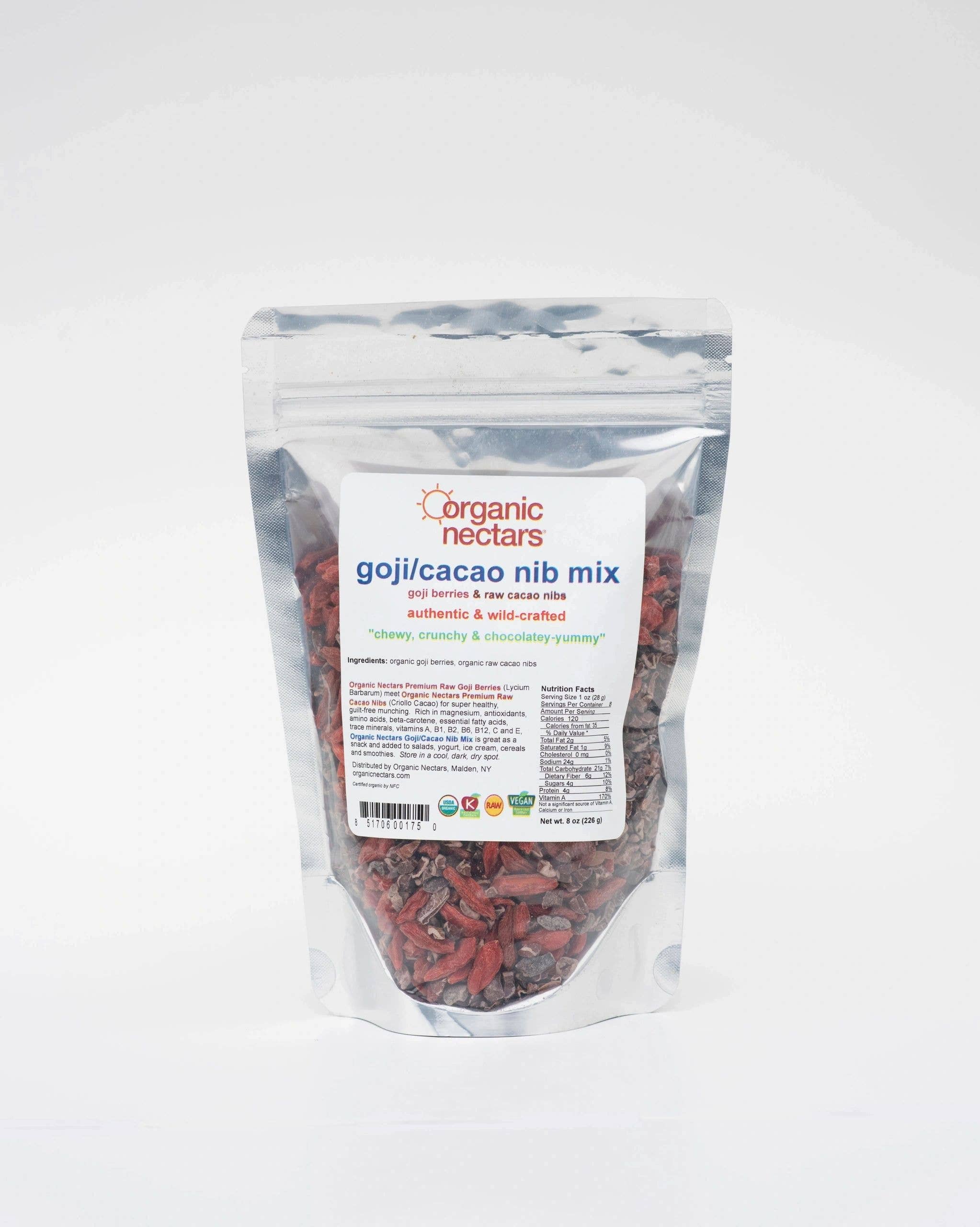 Organic Nectars - Wholesale Chocolate Covered Sweets - Gojiberries and Cold-pressed Cacao Nibs mix 8 oz0